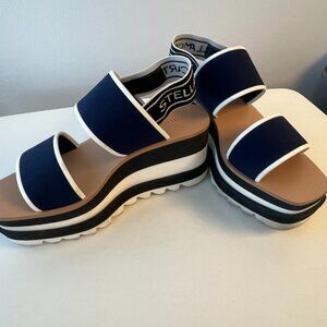 Stella McCartney Striped Platform Sandals Blue Size Women's Size EU 38